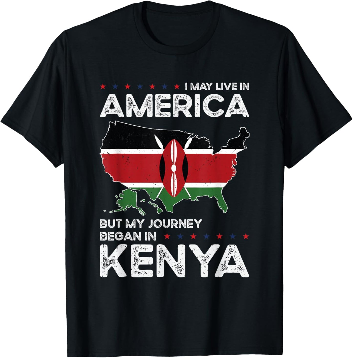 Kenyan American Patriot USA Grown Kenya US Flag T-Shirt - T-Shirt | Black