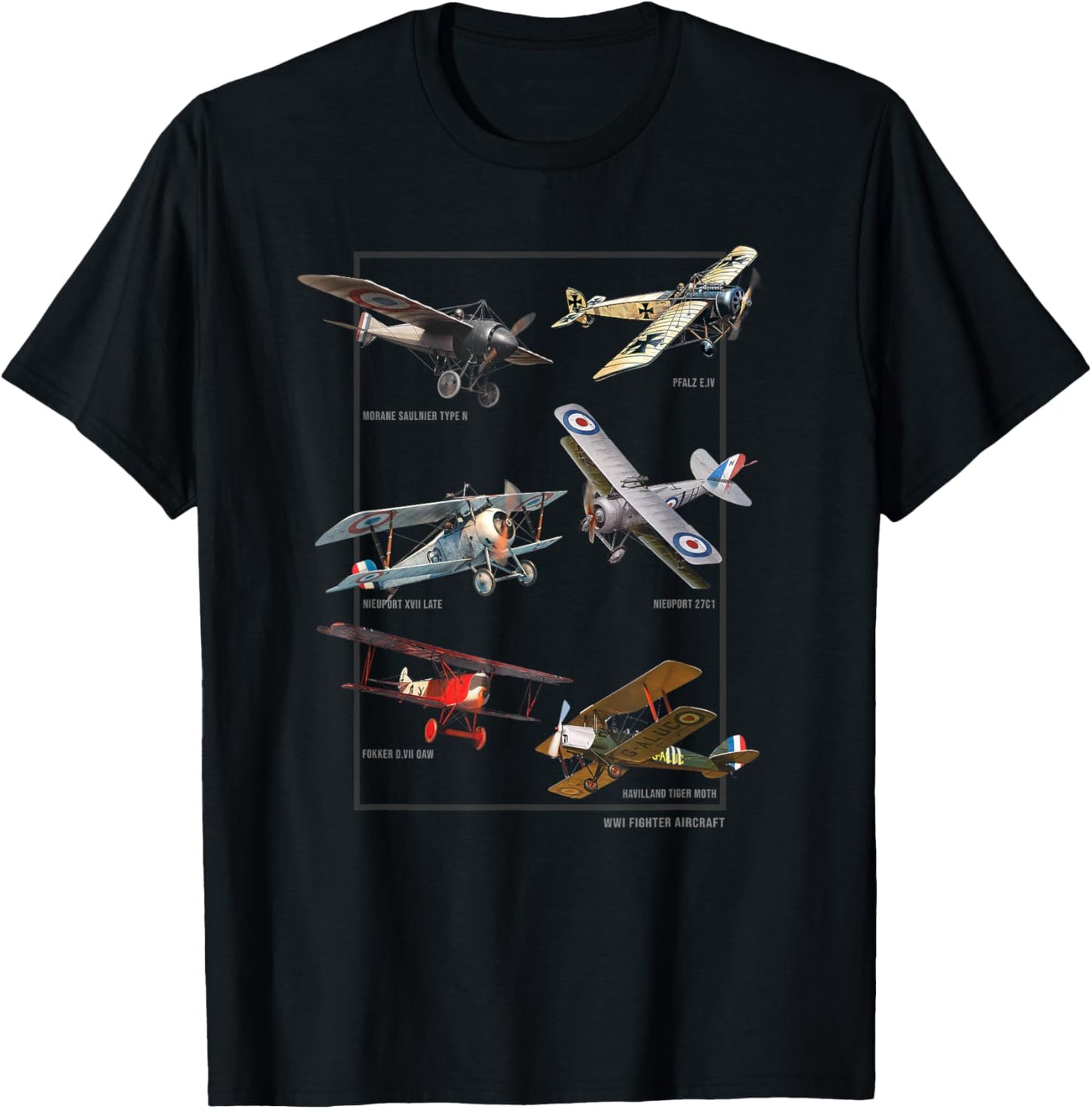 WWI Fighters Airplanes T-Shirt - T-Shirt | Black