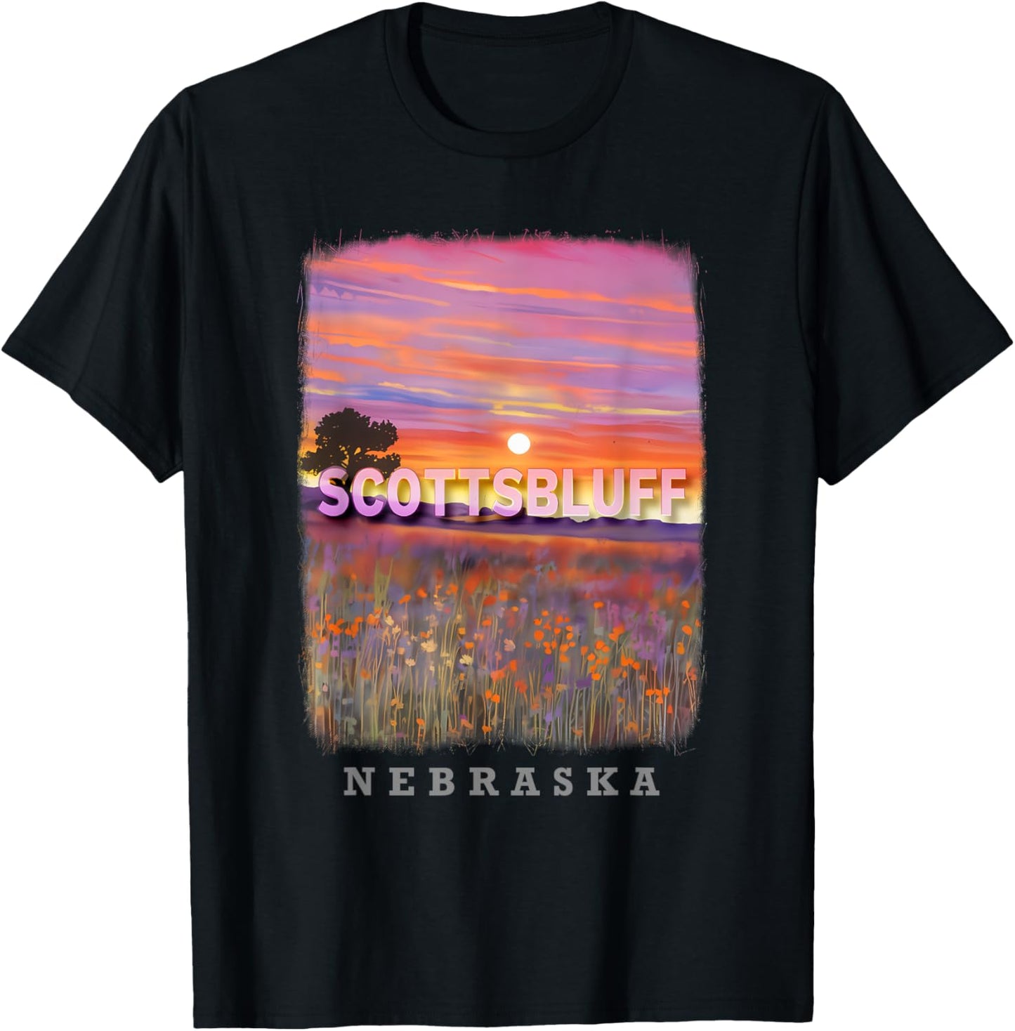 Scottsbluff Nebraska NE Prairie Skies SD226 T-Shirt - T-Shirt | Black