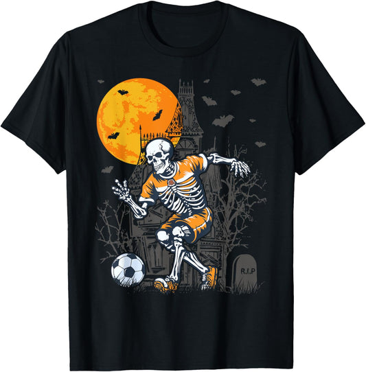 Soccer Skeleton Halloween Skeleton Soccer Player T-Shirt - T-Shirt | Black