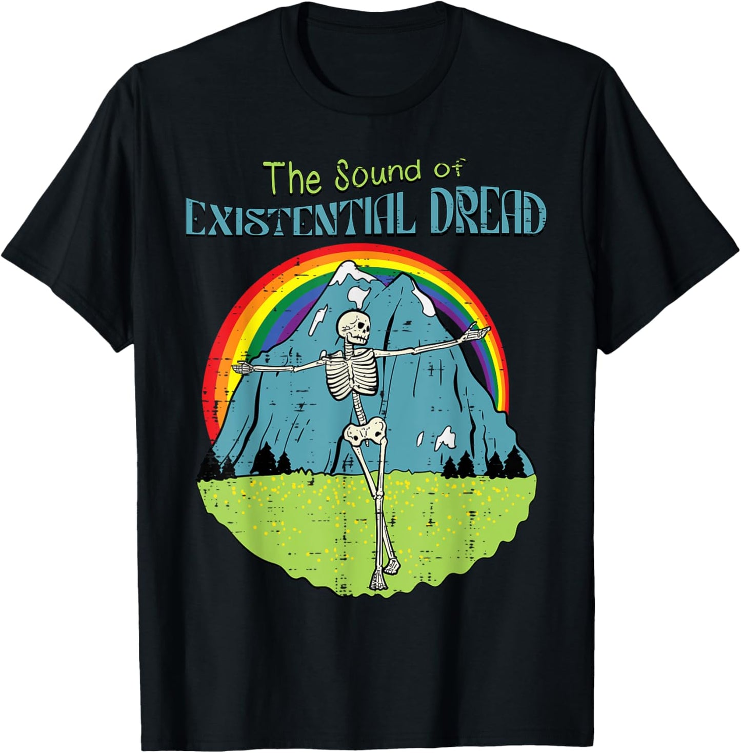 The Sound Of Existential Dread Skeleton Fun Retro Men Women T-Shirt - T-Shirt | Black