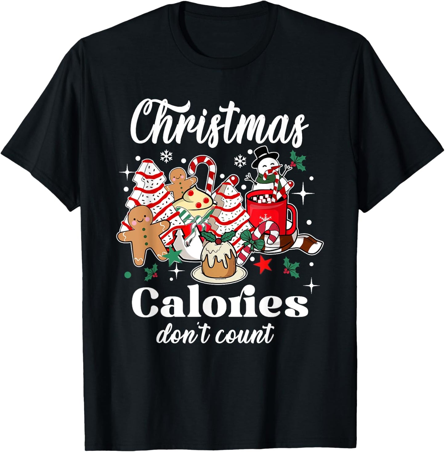 Christmas Calories Don't Count, Retro Christmas Coffee T-Shirt - T-Shirt | Black