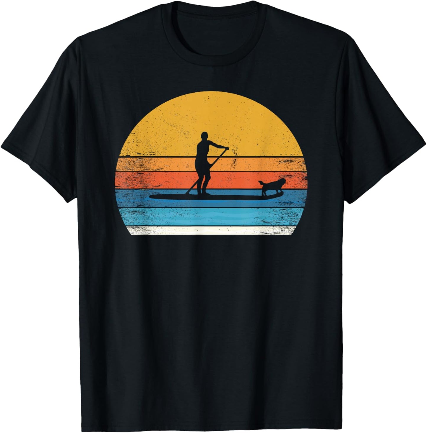 Cool funny Stand Up Paddle Board Dog SUP Paddling Boarding T-Shirt - T-Shirt | Black