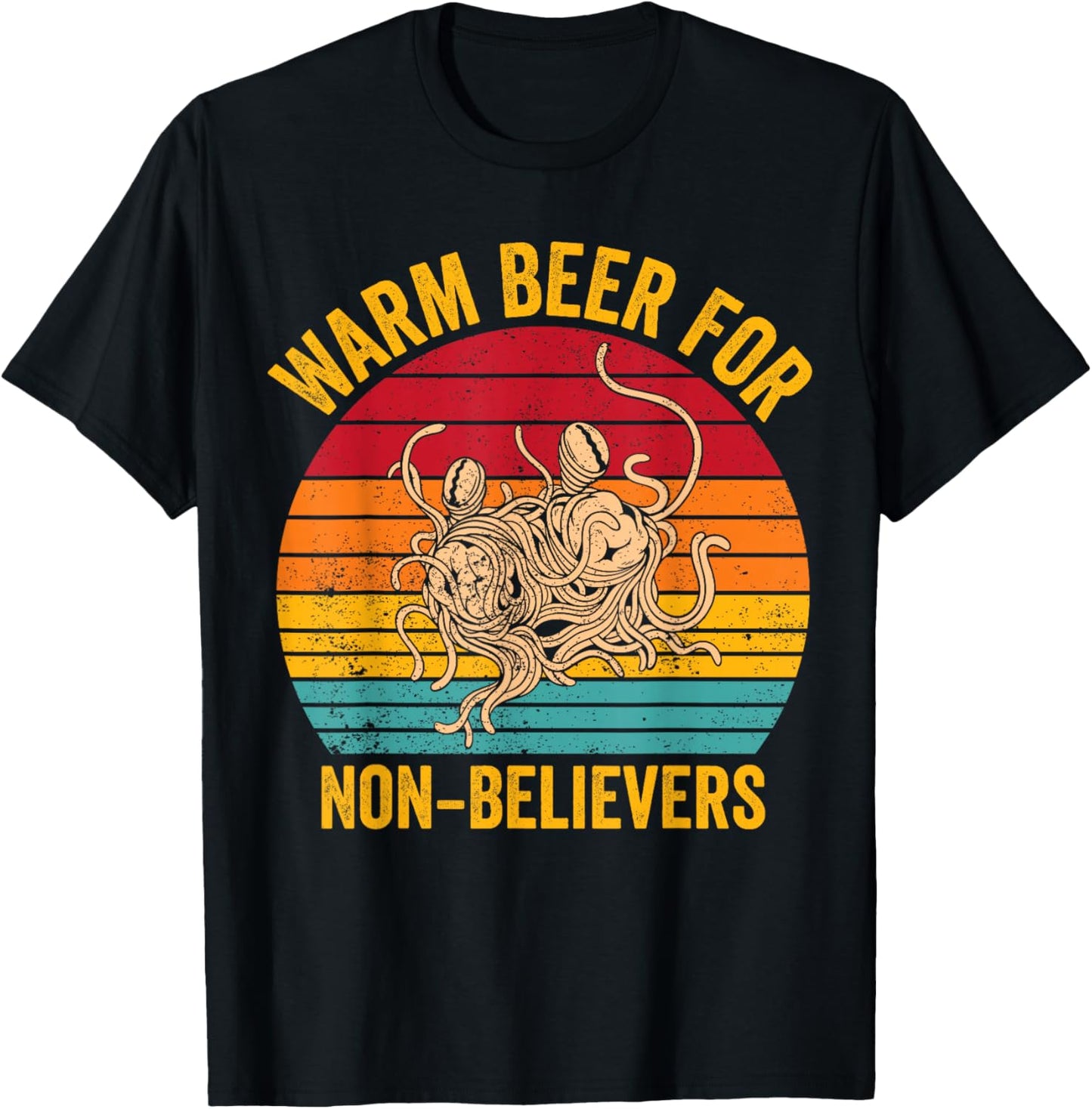 Flying Spaghetti Monster Retro Warm Beer For Non-Believers T-Shirt - T-Shirt | Black