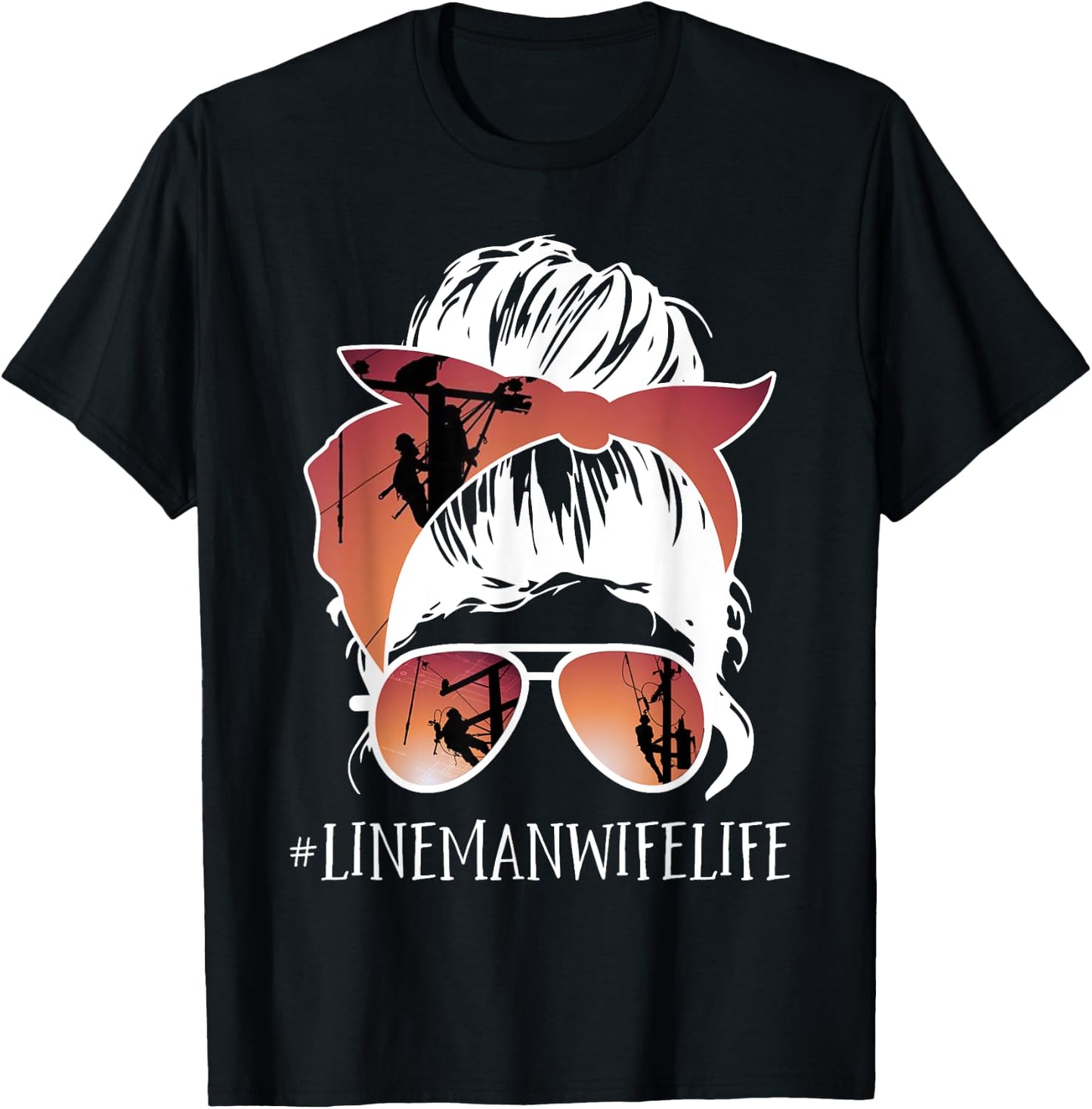 Lineman - Linewife life Cute Lineman wife gift birthday 95 T-Shirt - T-Shirt | Black