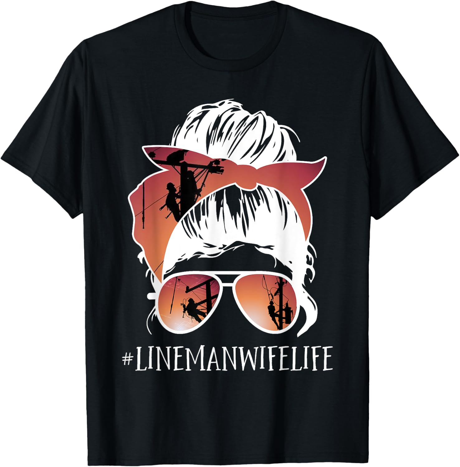 Lineman - Linewife life Cute Lineman wife gift birthday 95 T-Shirt - T-Shirt | Black