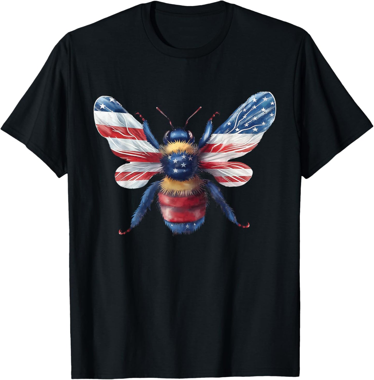 Red White and Blue Bee T Shirt T-Shirt - T-Shirt | Black