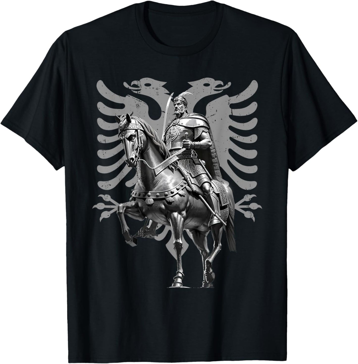 Albania Albanian Eagle Gift Kosovo Sknderbeu Skanderbeg Albania and Kosovo Flag T-Shirt - T-Shirt | Black