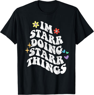 Retro Groovy Im Starr Doing Starr Things Funny Mother's Day T-Shirt - T-Shirt | Black
