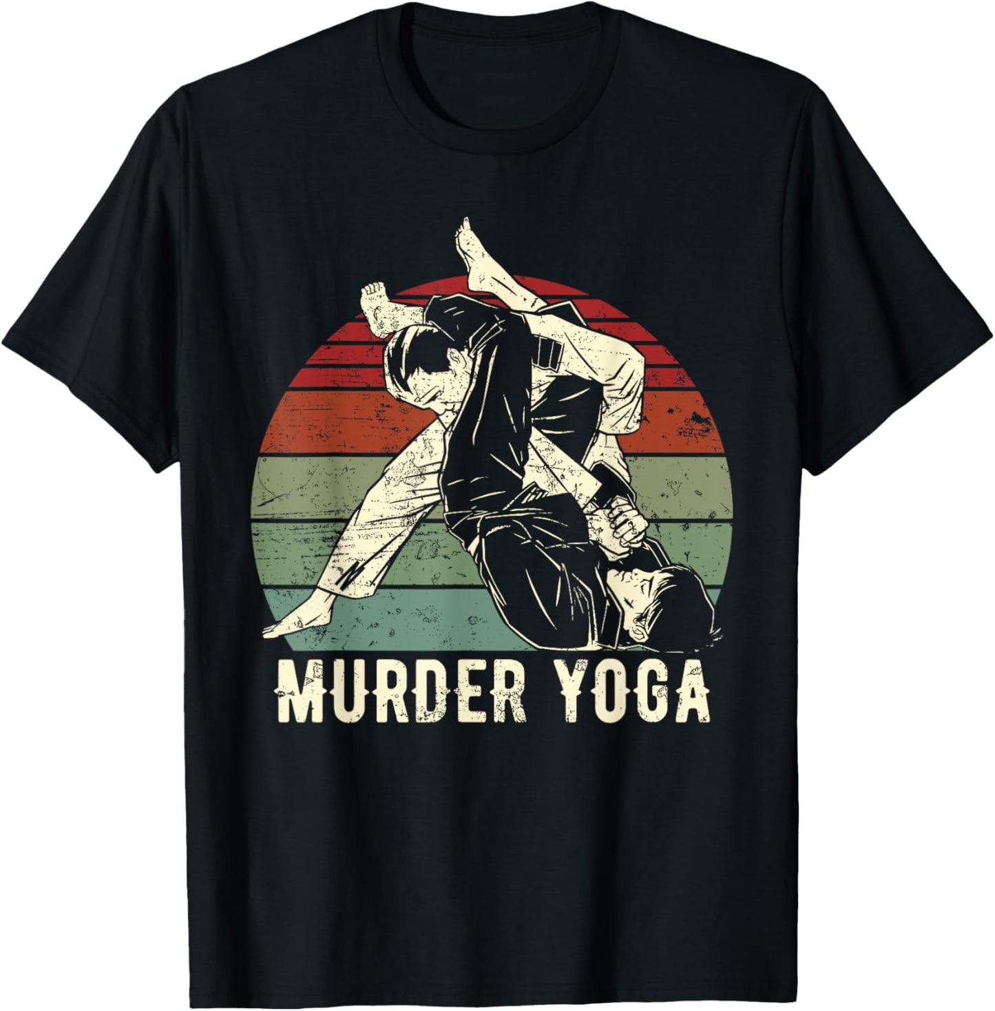 Funny Brazilian Jiu Jitsu BJJ Murder Yoga Retro Outfit T-Shirt - T-Shirt | Black