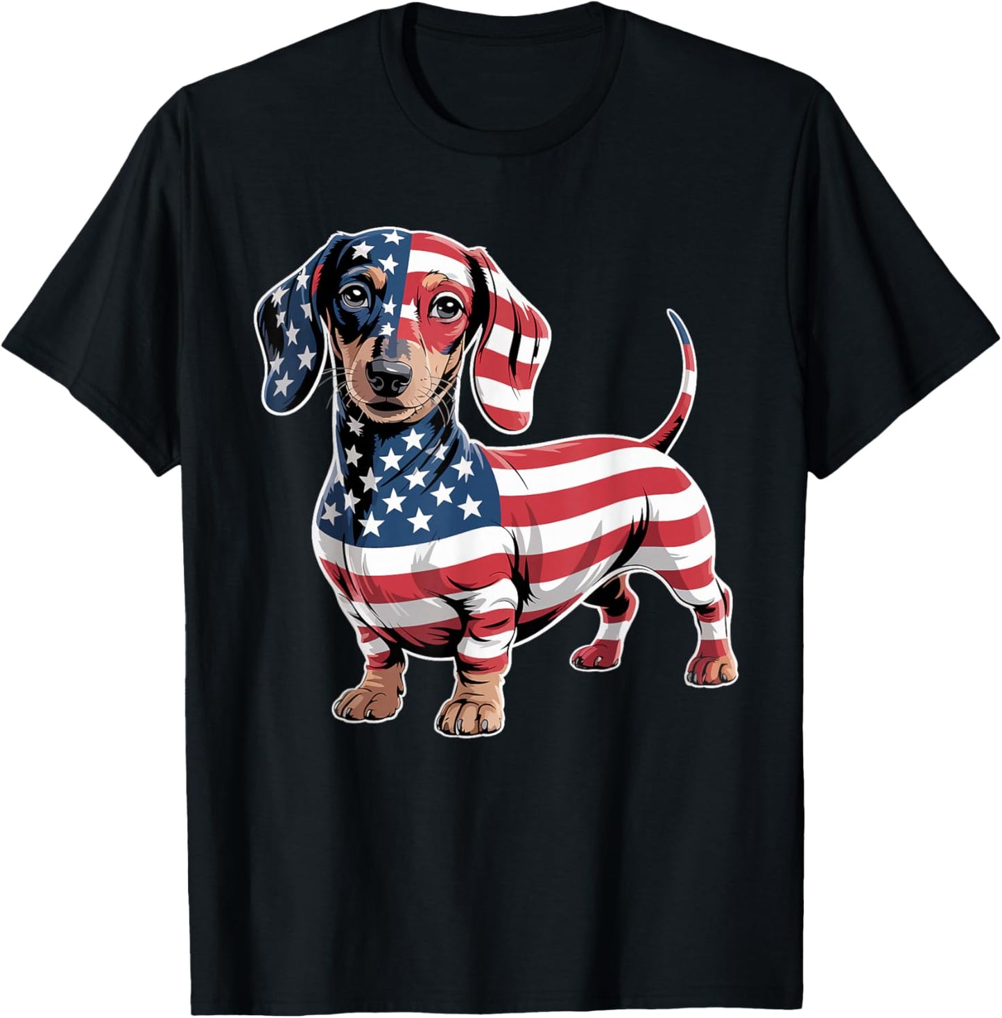 Dachshund Dog 4th of July American Flag Gifts Women T-Shirt - T-Shirt | Black
