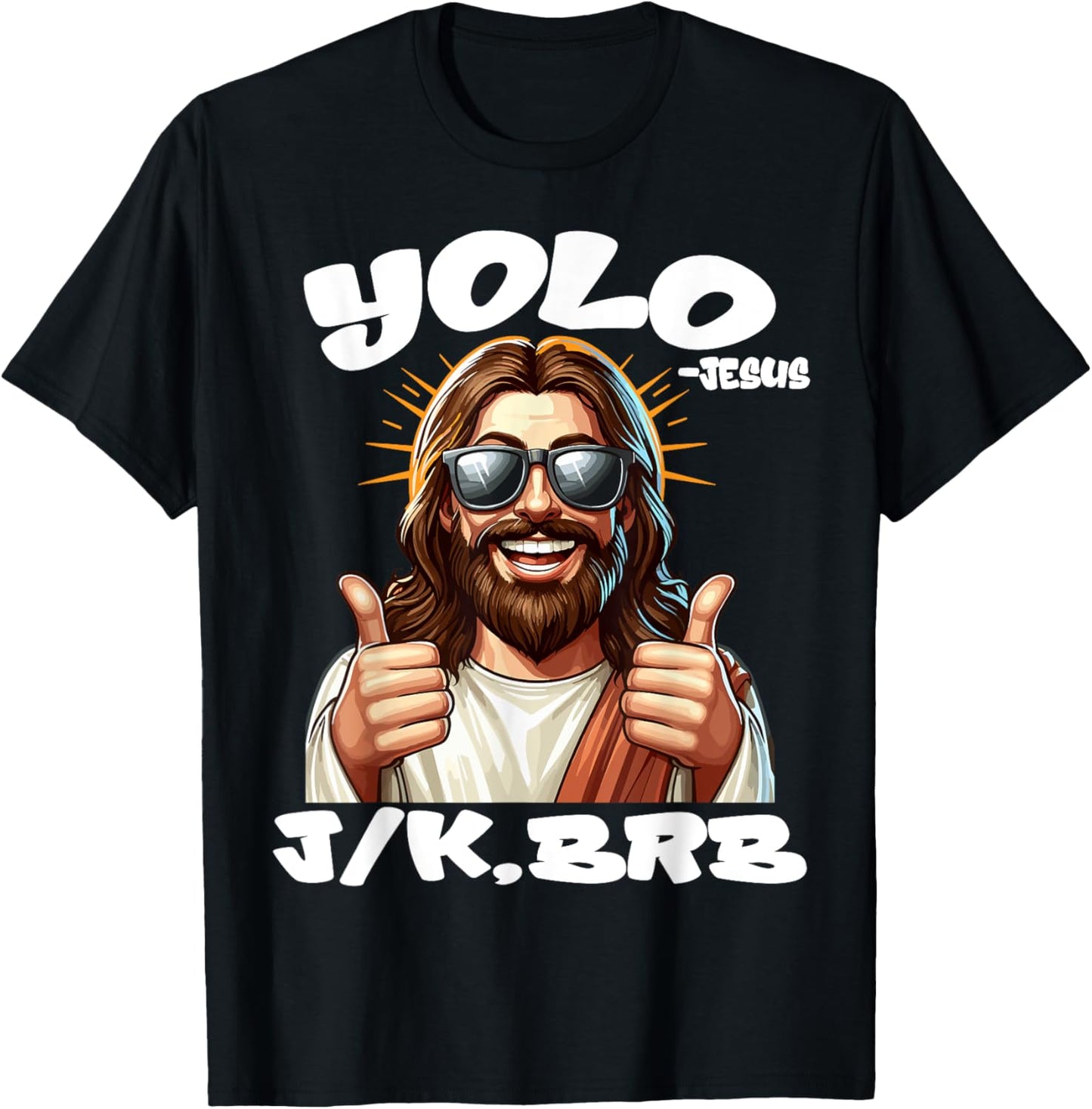 YOLO JK BRB JESUS Christians Easter Day Funny Resurrection T-Shirt - T-Shirt | Black