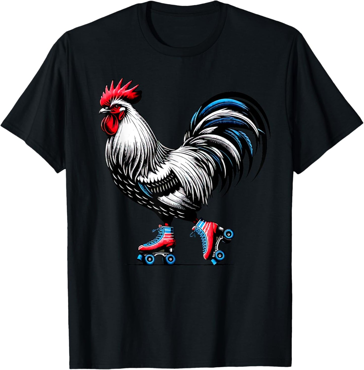 Retro Roller Skating Rooster Derby Skater Roller Skate Girls T-Shirt - T-Shirt | Black