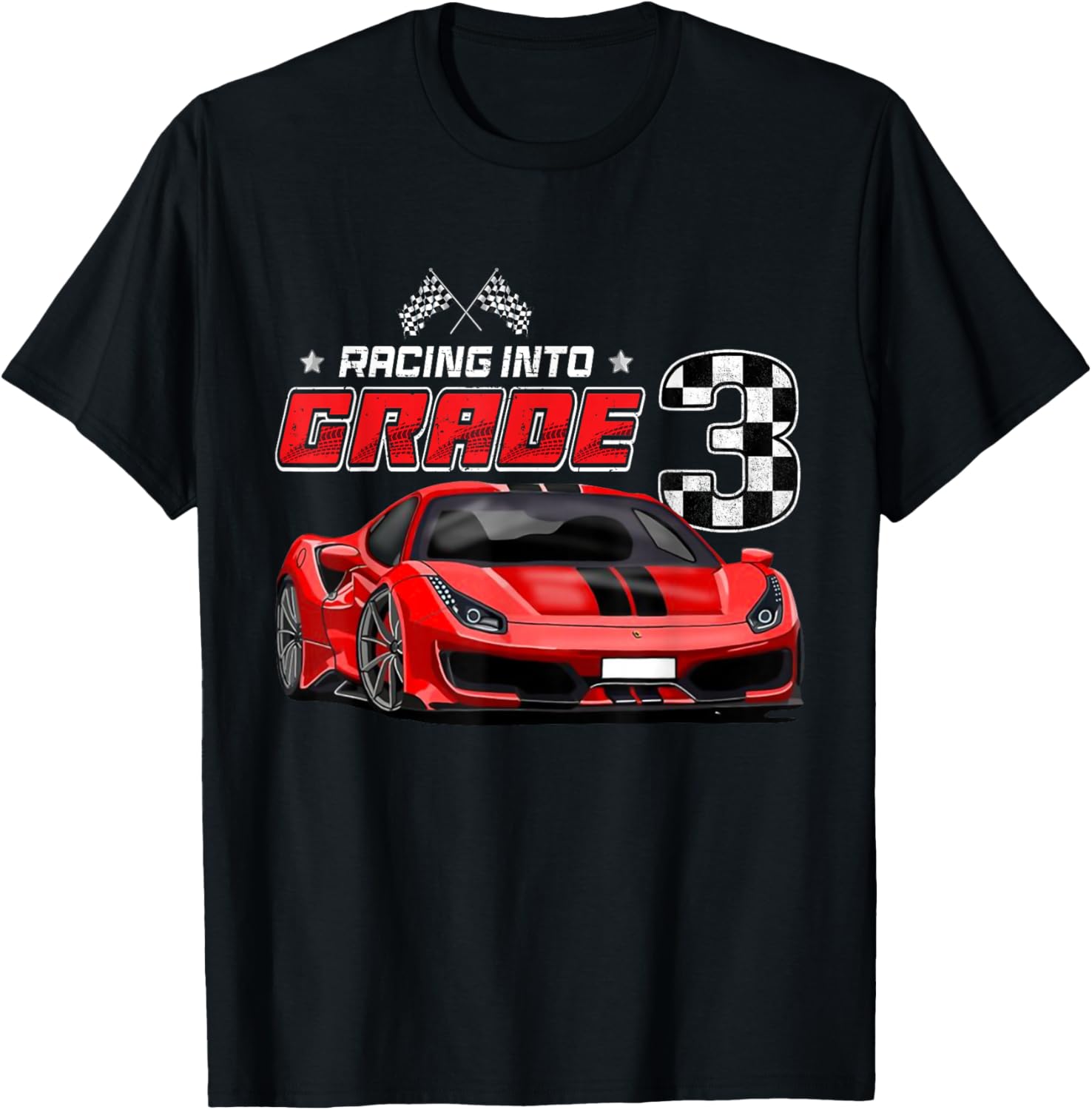 Racing Into 3rd Grade Race Car Back To School Boys T-Shirt - T-Shirt | Black