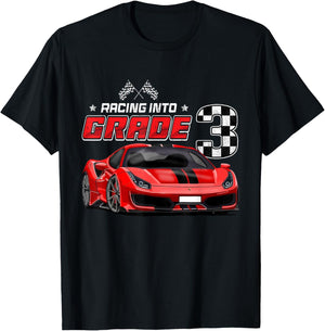 Racing Into 3rd Grade Race Car Back To School Boys T-Shirt - T-Shirt | Black