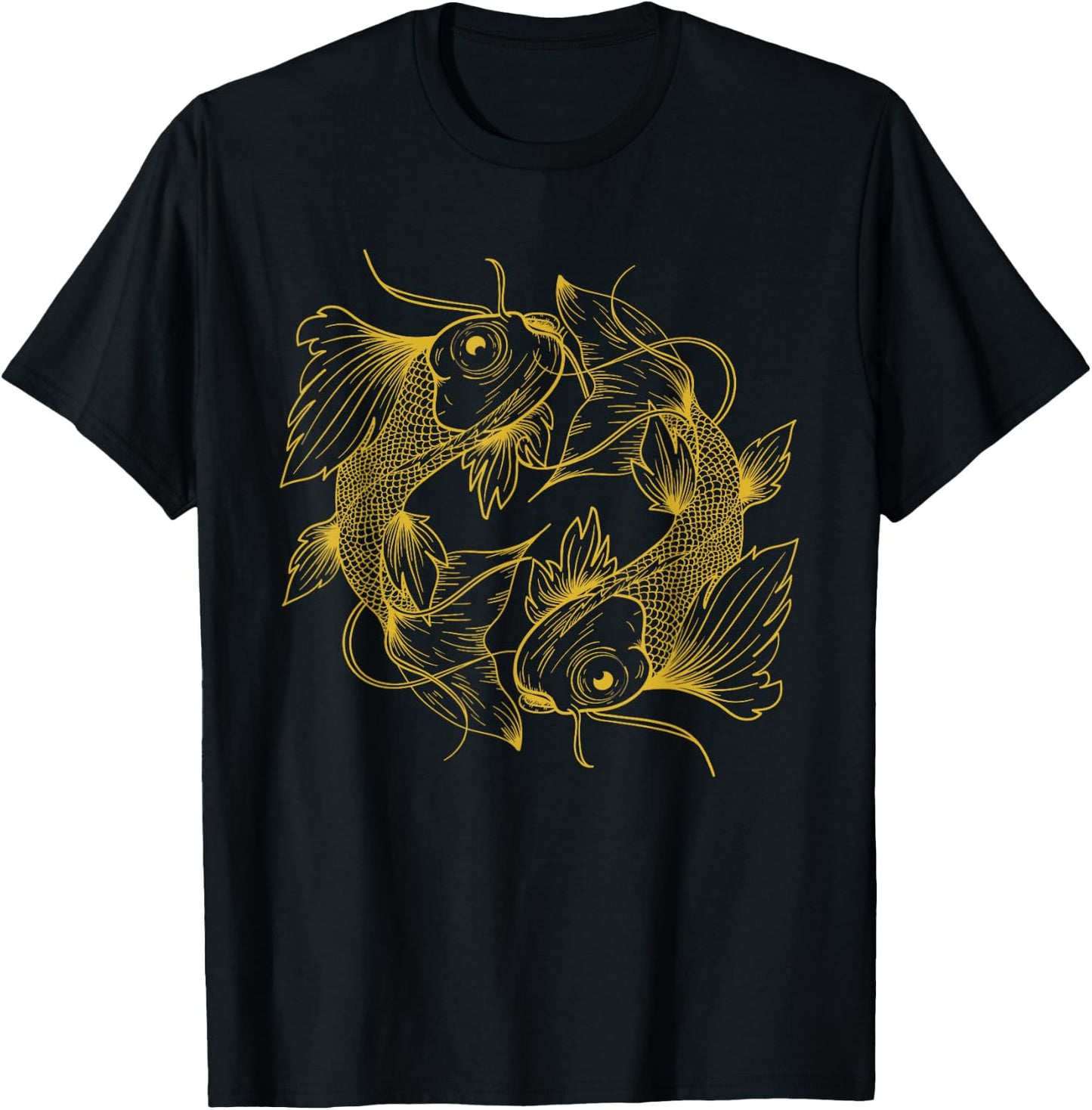 YUKI SOCIETY Japanese Koi Carp Fish - -Adults, Black, Small T-Shirt - T-Shirt | Black