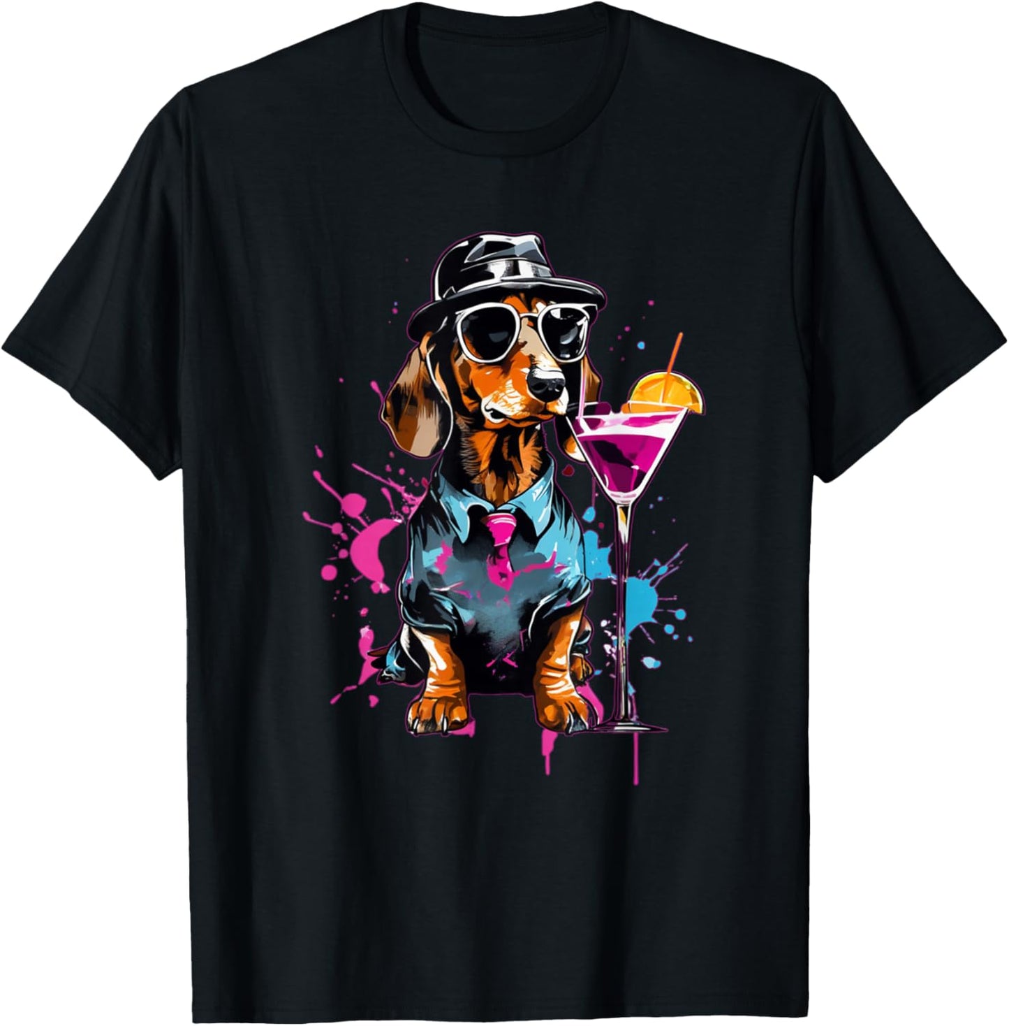 Martini Cocktail Lover Dachshund Cocktail Weenies Dachshund T-Shirt - T-Shirt | Black