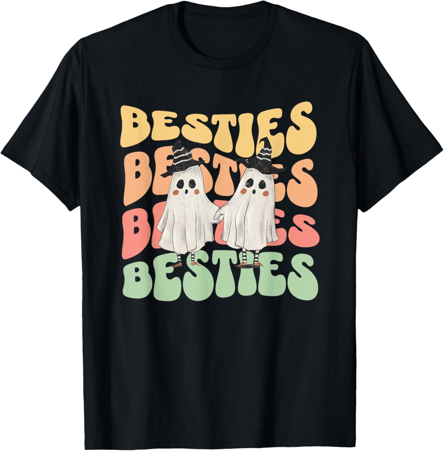 Halloween Couples Costume for Best Friends Besties Ghosts T-Shirt - T-Shirt | Black