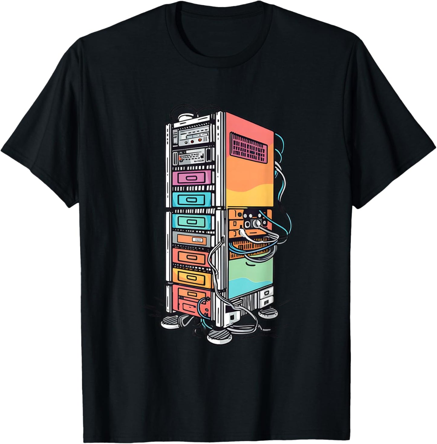 Computer Server Network Rack Homelab Sysadmin Engineer T-Shirt - T-Shirt | Black