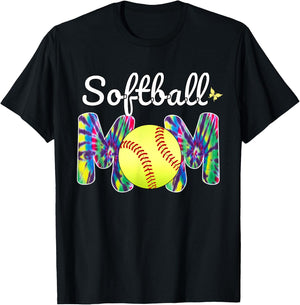 Baseball Mom Love Tie Dye Softball Mom Mothers Day 2024 T-Shirt - T-Shirt | Black