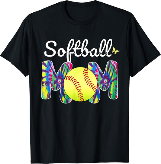 Baseball Mom Love Tie Dye Softball Mom Mothers Day 2024 T-Shirt - T-Shirt | Black