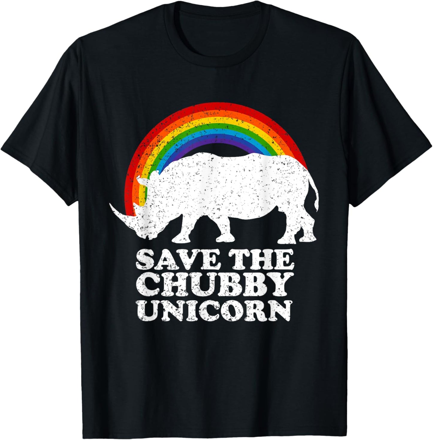 save the chubby unicorns rainbow Save the Rhino Day T-Shirt - T-Shirt | Black