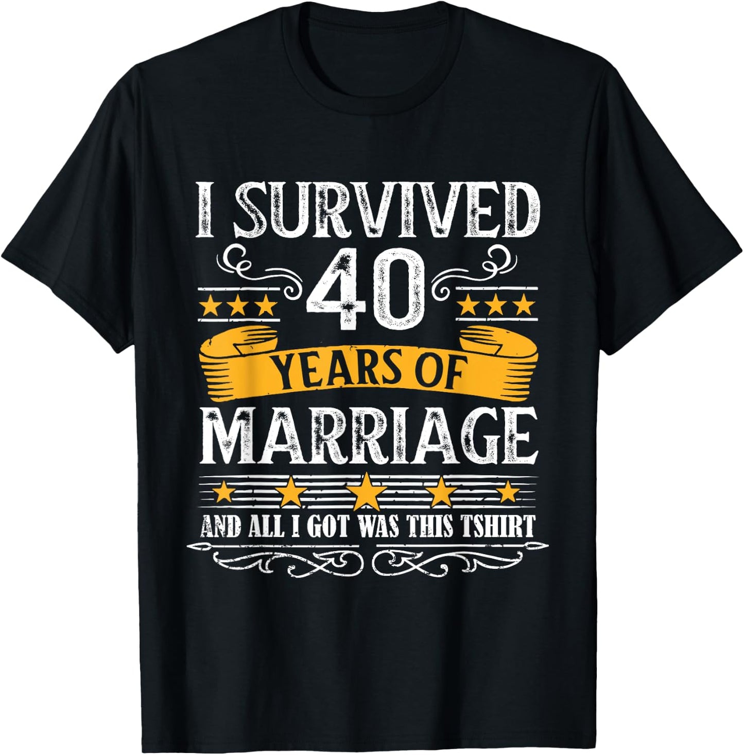 40th Wedding Anniversary shirt Couples Husband Wife 40 Years T-Shirt - T-Shirt | Black