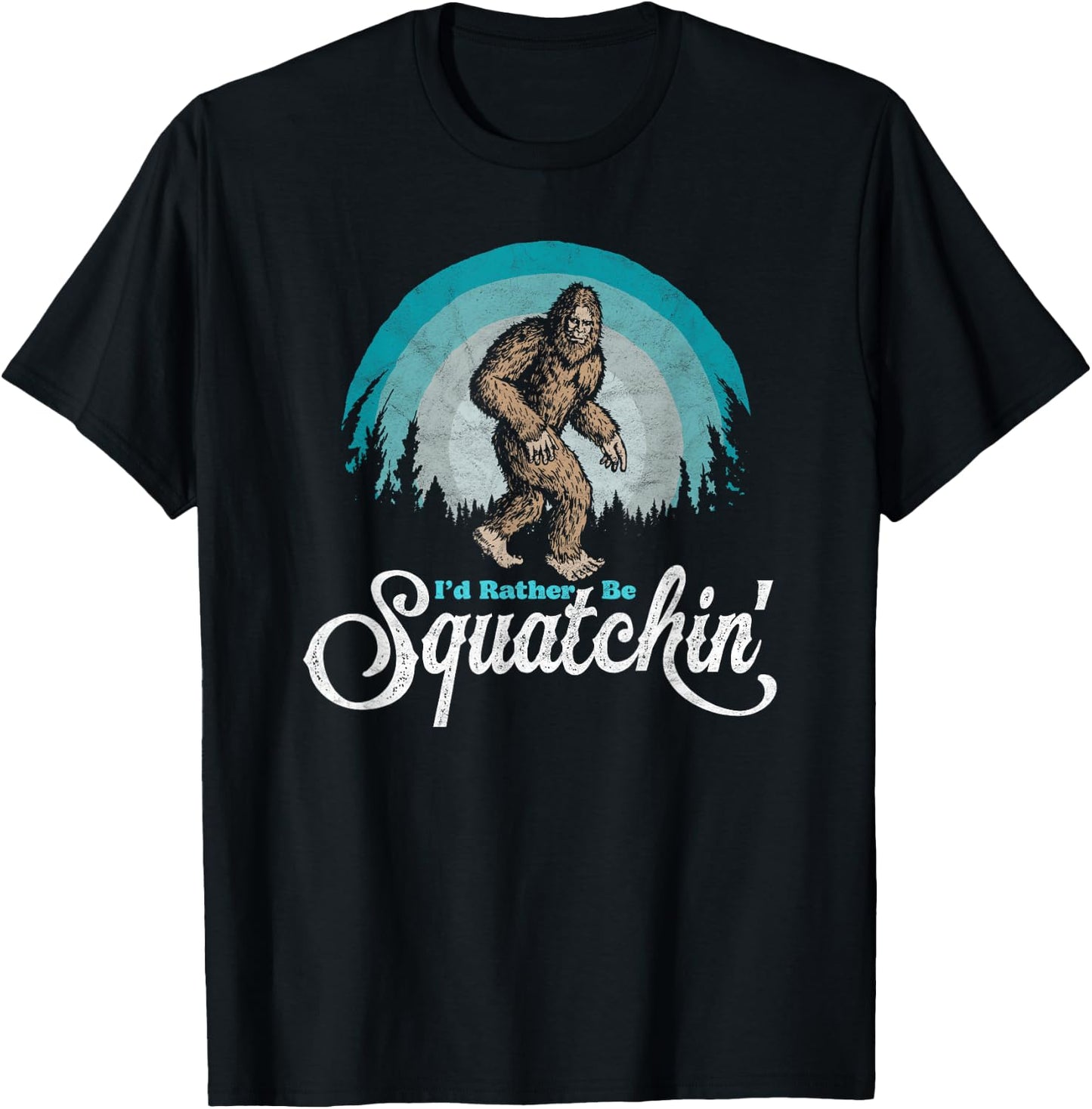 I'd Rather be Squatchin' Vintage Funny Bigfoot 80s Sasquatch T-Shirt - T-Shirt | Black