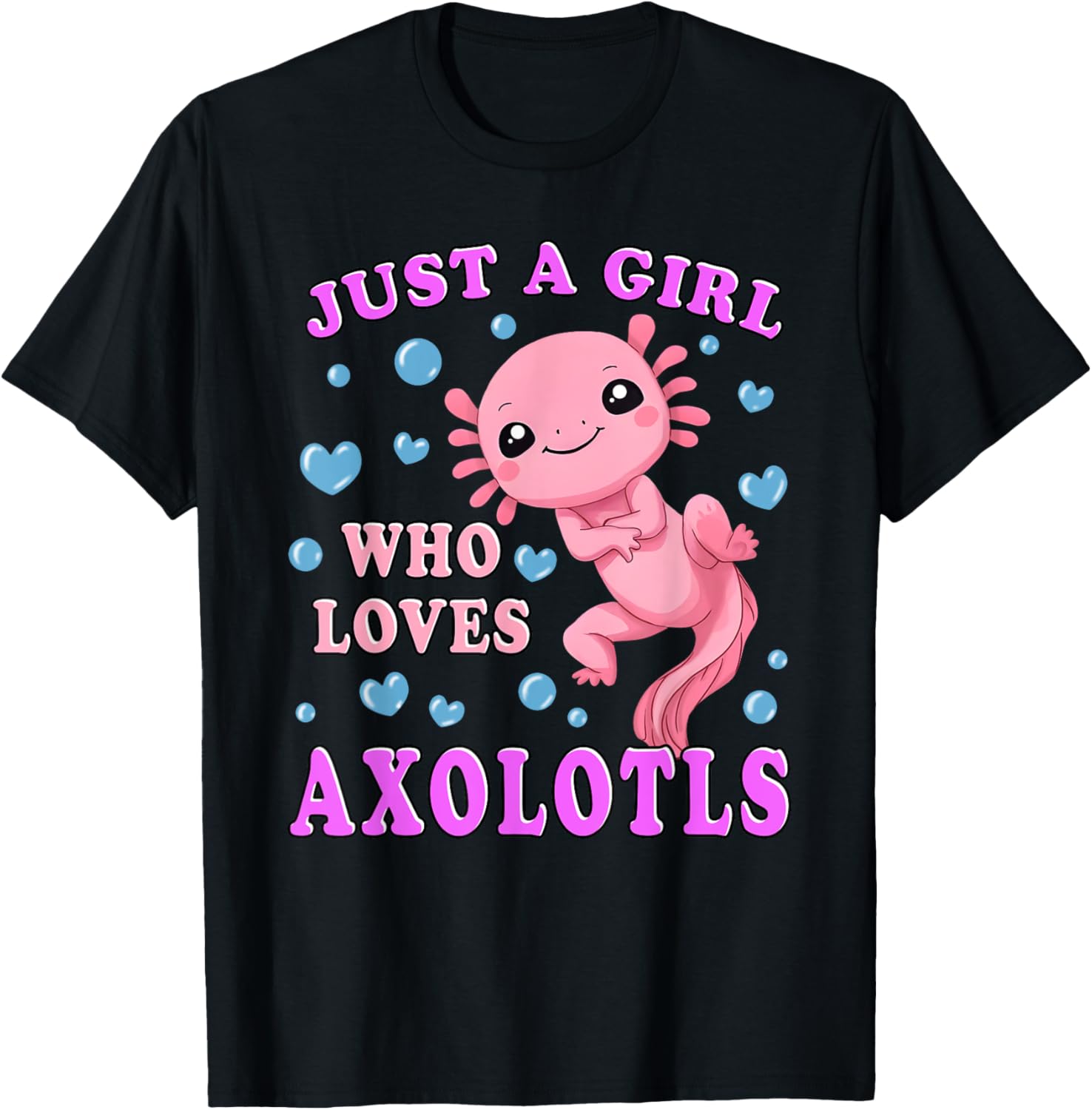 Axolotl Kawaii Cute Anime Axolotl for Teen Girls Kids T-Shirt - T-Shirt | Black