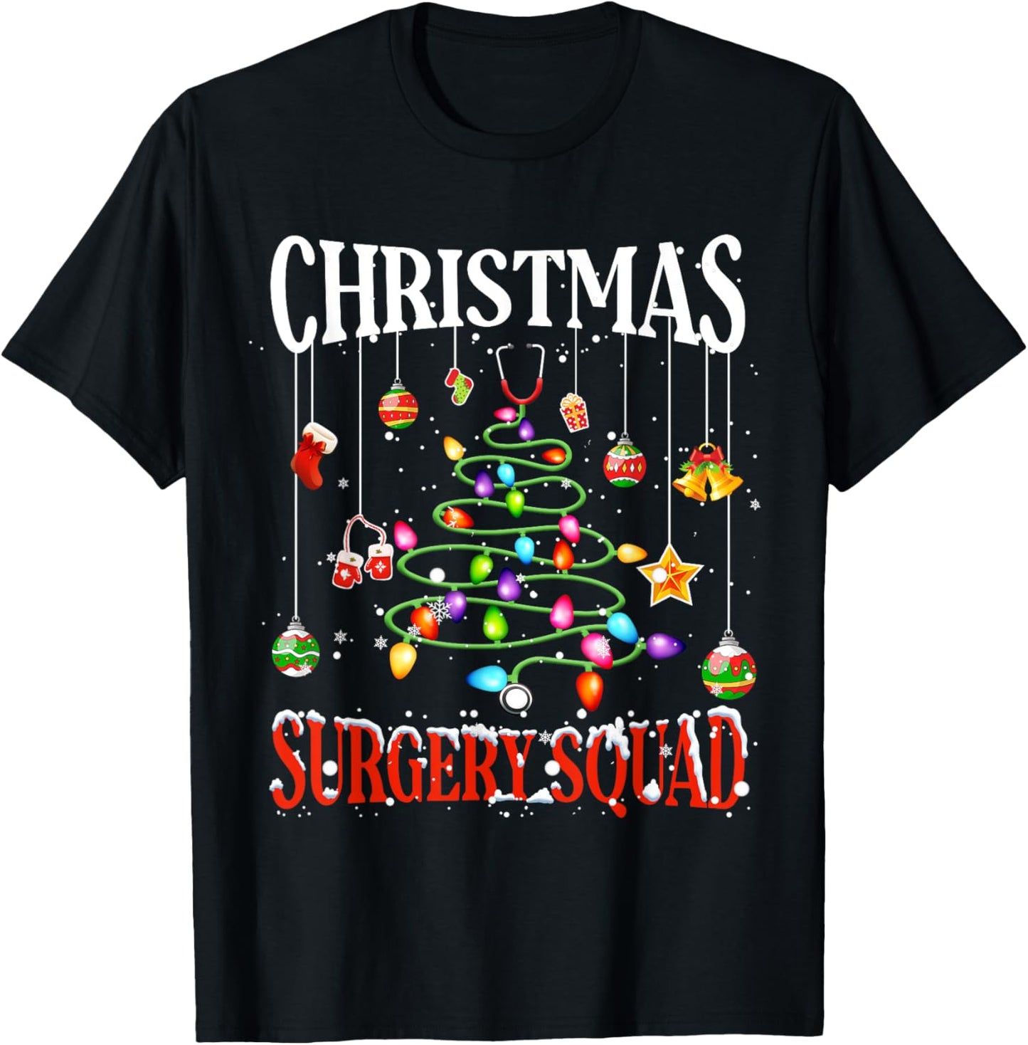 Christmas Surgery Squad Medical Surgical Nurse RN Xmas T-Shirt - T-Shirt | Black