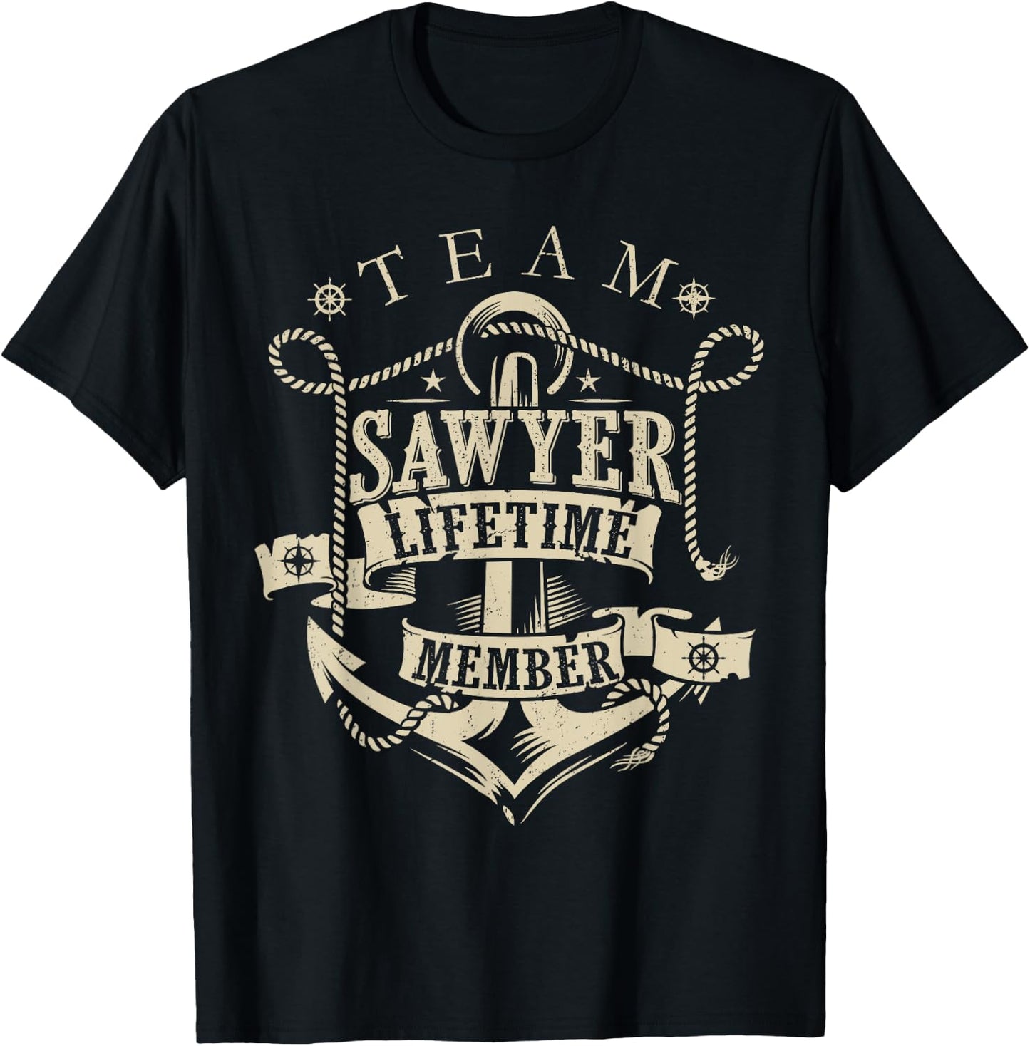 Team SAWYER Lifetime Member Vintage SAWYER Family Name T-Shirt - T-Shirt | Black