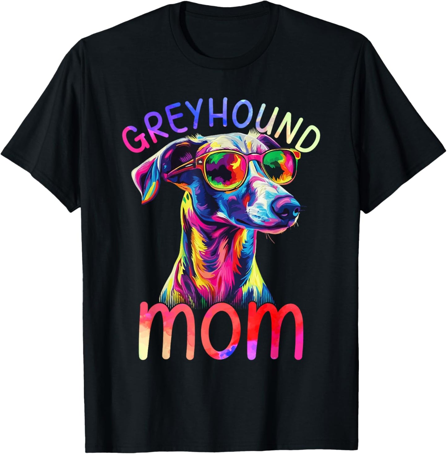 Greyhound Mom Colorful Pop Art Greyhound T-Shirt - T-Shirt | Black