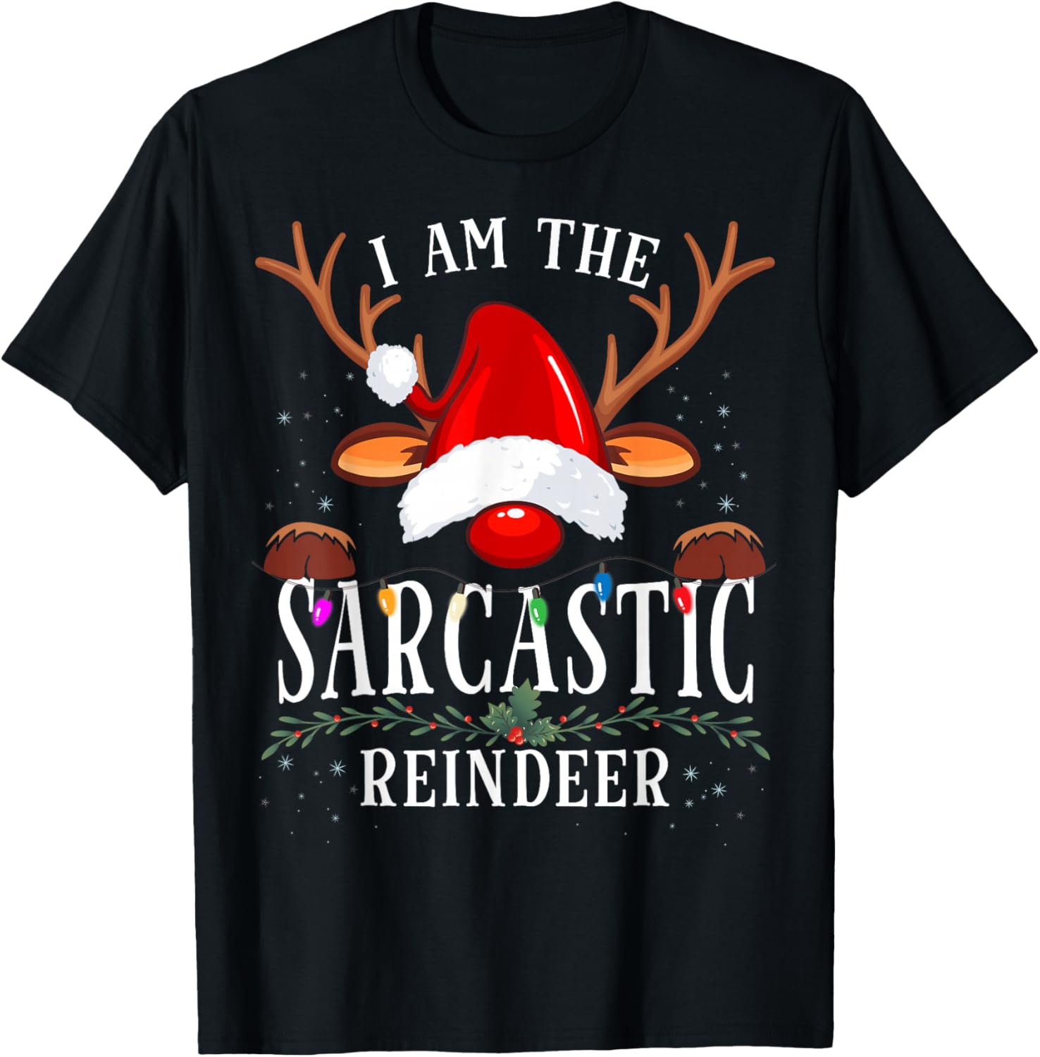 99 Gifts I Am The Sarcastic Reindeer -Adults Black Cotton Polyester Christmas Holiday Reindeer T-Shirt - T-Shirt | Black