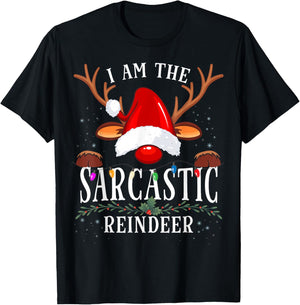 99 Gifts I Am The Sarcastic Reindeer -Adults Black Cotton Polyester Christmas Holiday Reindeer T-Shirt - T-Shirt | Black