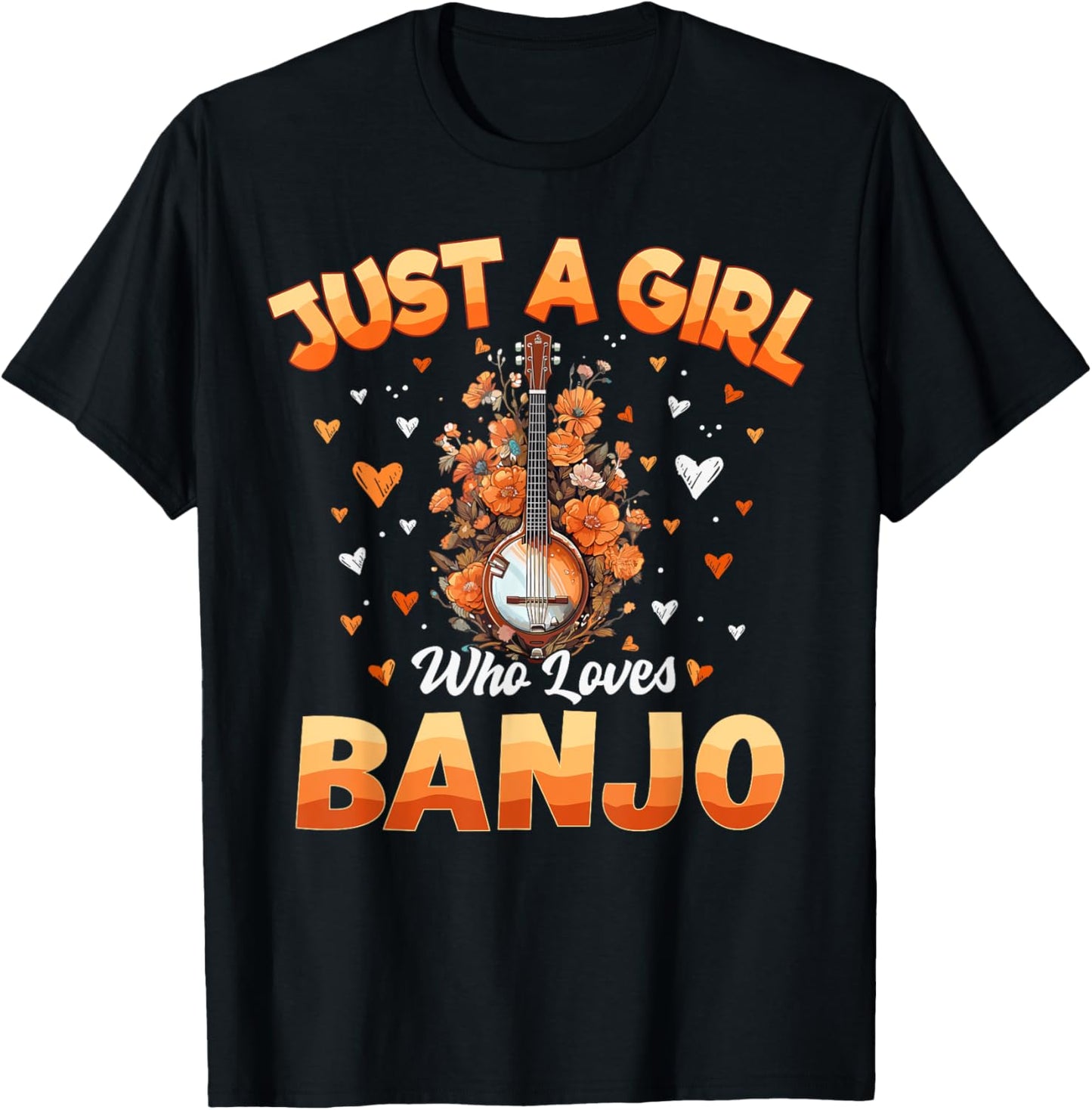 Banjo Music Girls Kids Women Just A Girl Who Loves Banjo T-Shirt - T-Shirt | Black