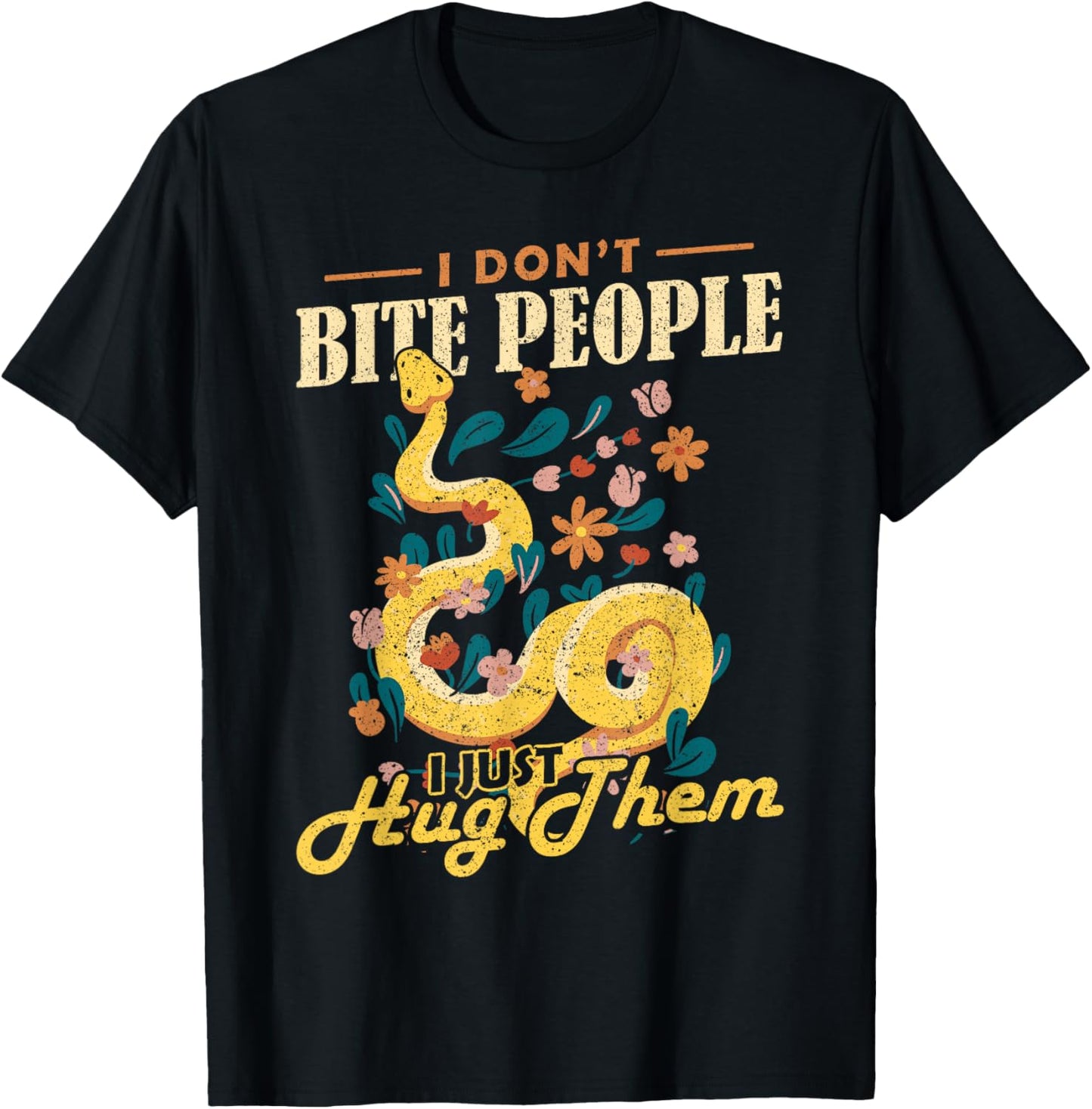 Reptile I Dont Bite People Banana Ball Python T-Shirt - T-Shirt | Black