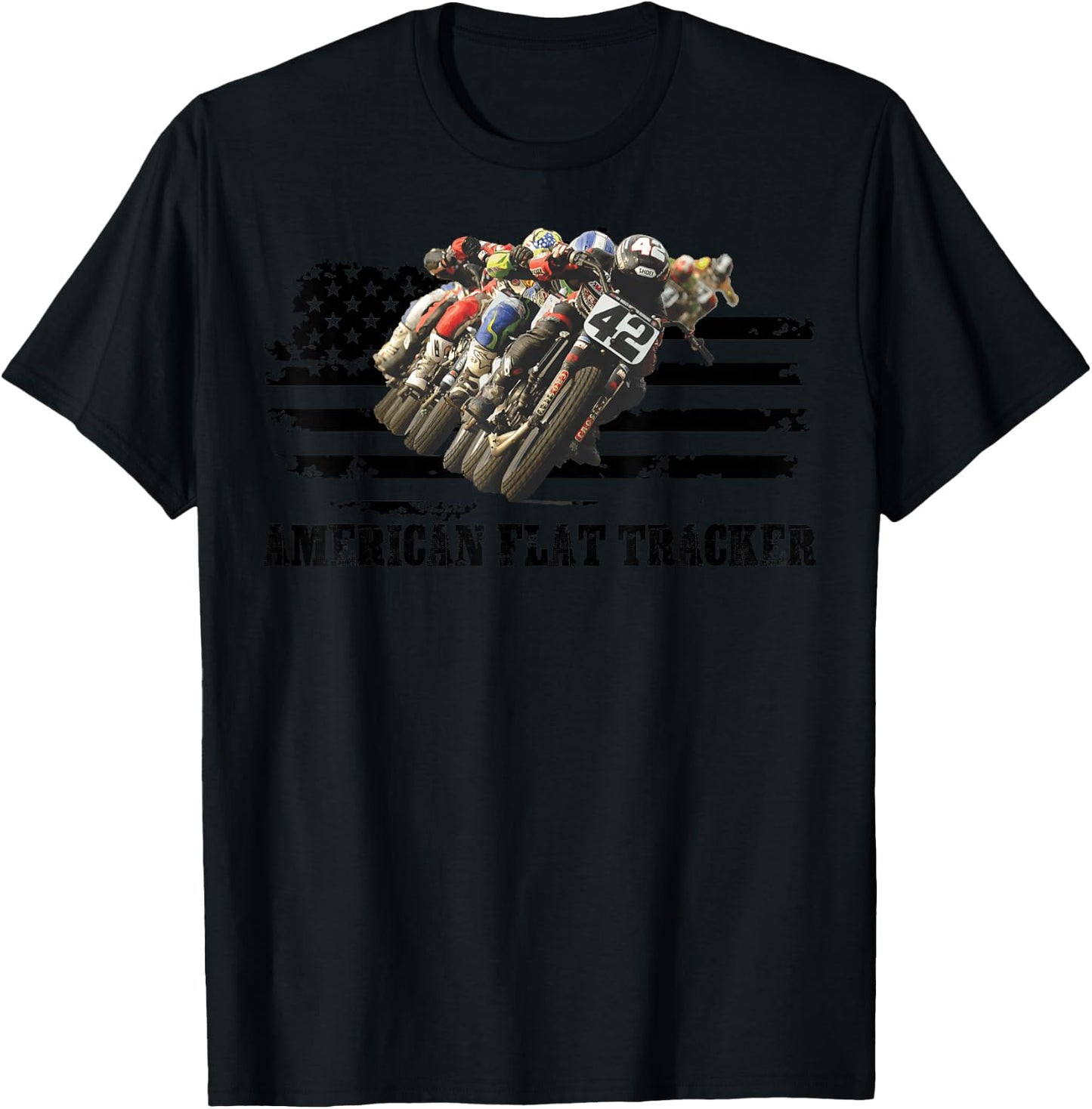 American Flat Tracker Men Women Adults Teens Boys Girls T-Shirt - T-Shirt | Black