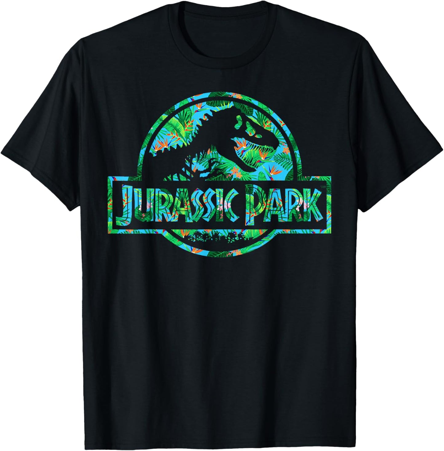 Jurassic Park Tropical Tree Fill Fossil Logo Small T-Shirt - T-Shirt | Black