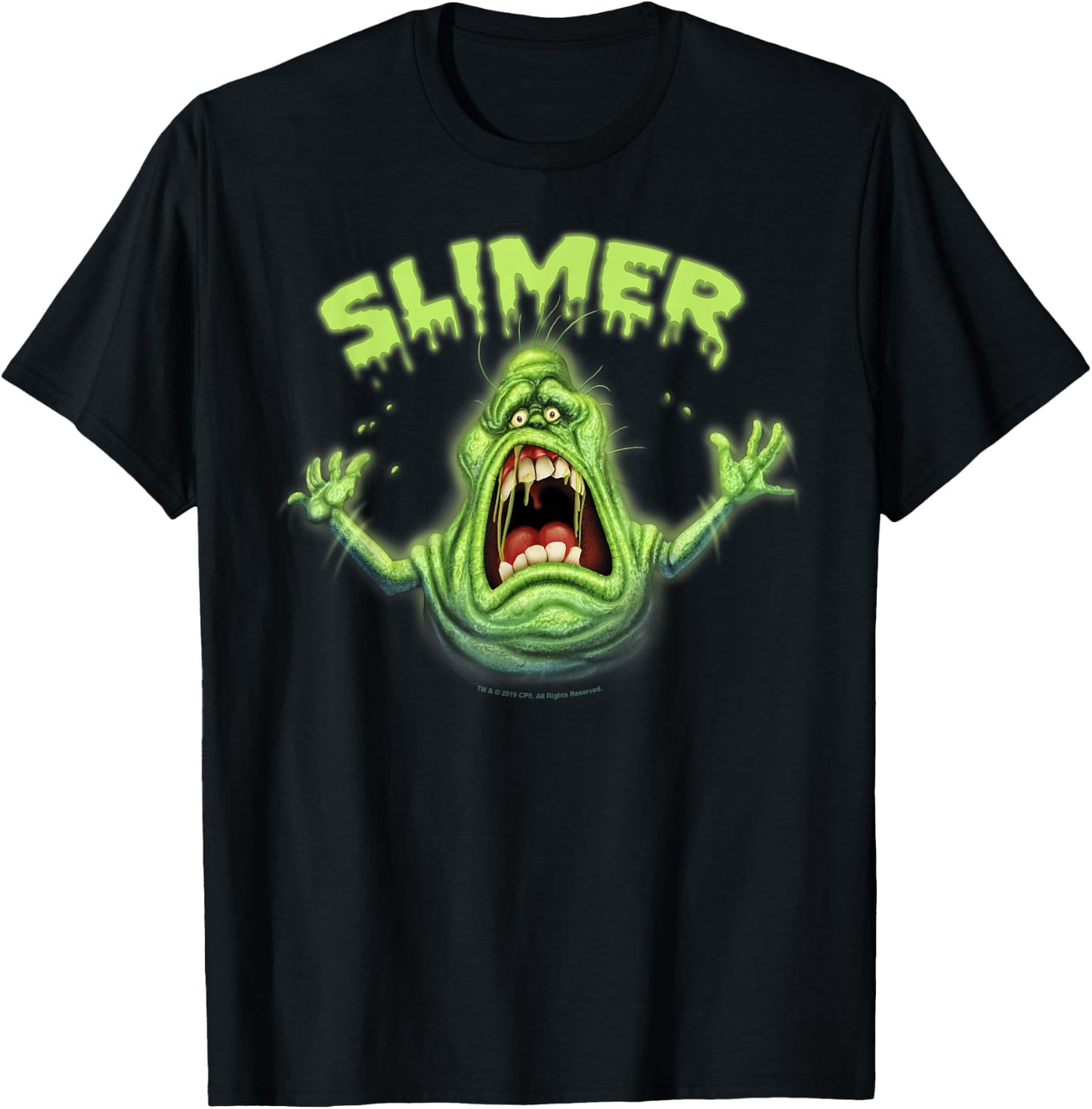 Ghostbusters Slimer Neon Portrait T-Shirt - T-Shirt | Black