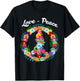 Peace Sign Love Floral Funny 60s 70s Hippie Gift T-Shirt - T-Shirt | Black