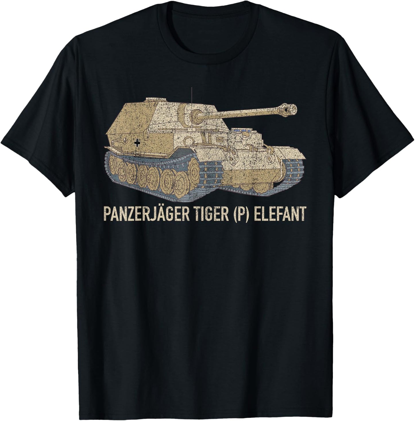 Elefant Tank Destroyer German WW2 Panzerjager Tiger T-Shirt - T-Shirt | Black