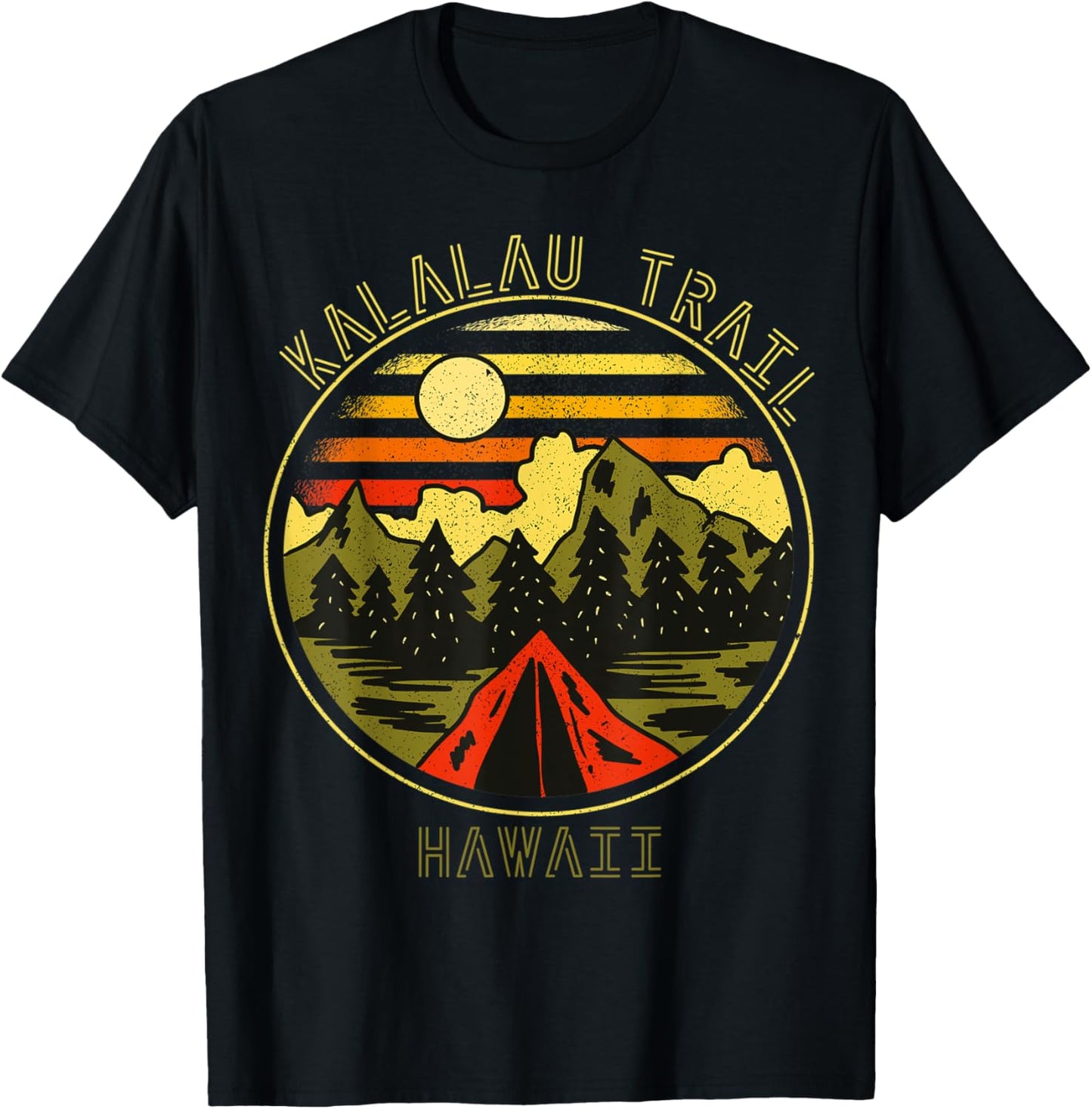 Camping Kalalau Trail Hawaii Nature Hiking Bonfire T-Shirt - T-Shirt | Black