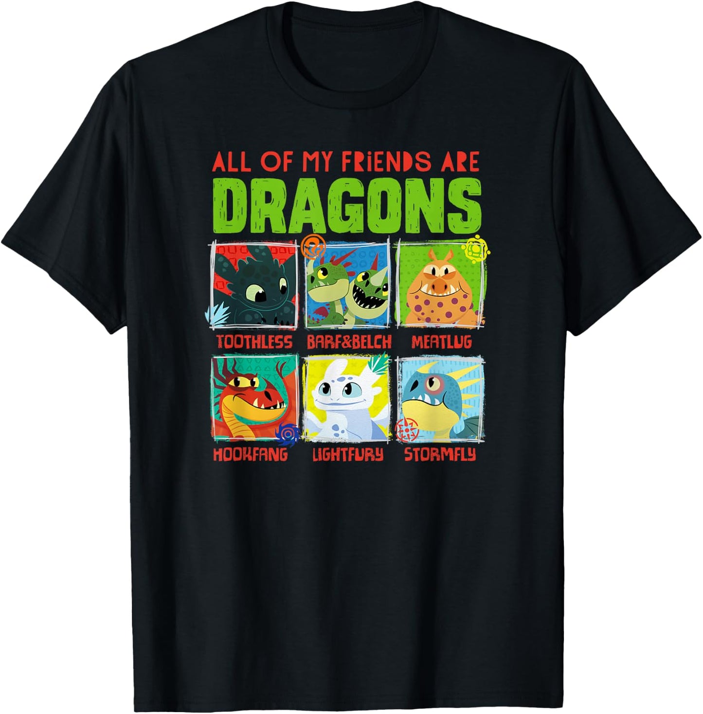 How to Train Your Dragon 3 Hidden World Dragon Friends T-Shirt - T-Shirt | Black