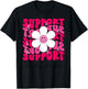 Support Squad Breast Cancer Awareness Pink Ribbon Groovy T-Shirt - T-Shirt | Black