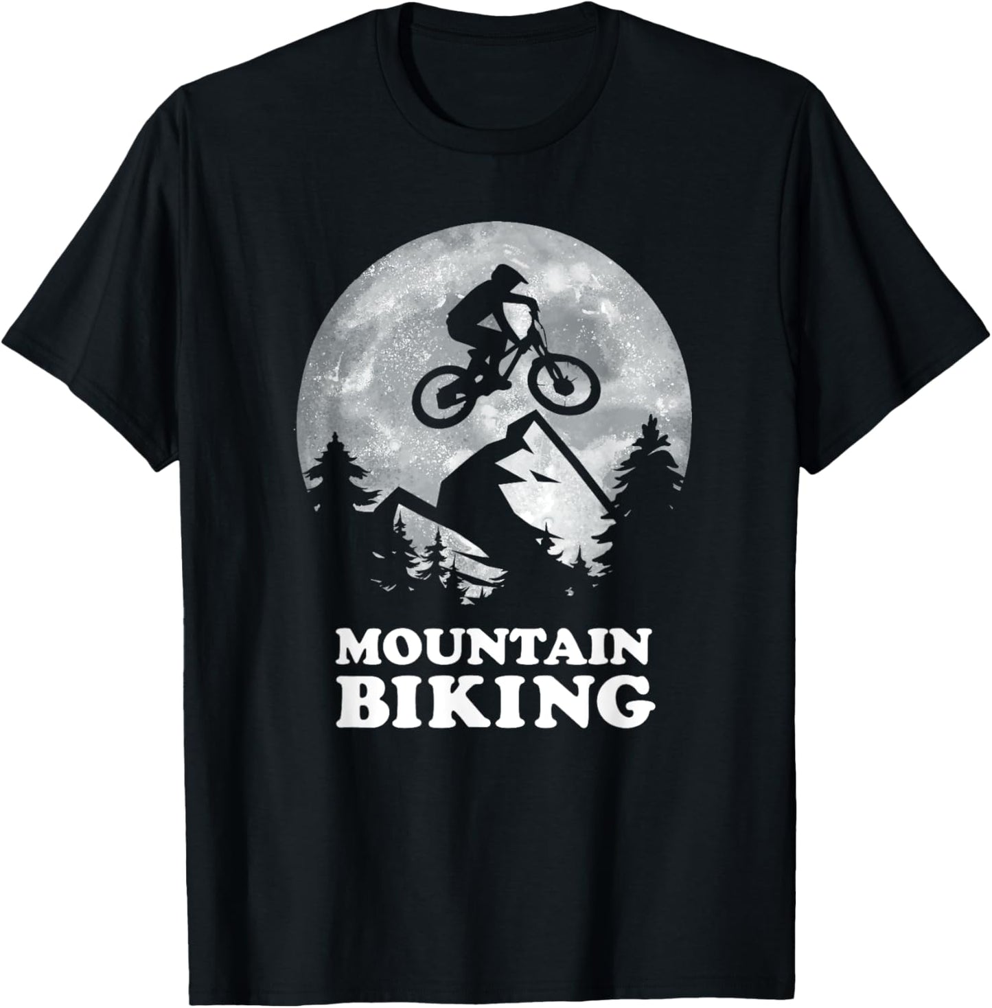 funny men cycling mountain bike MTB moon biking T-Shirt - T-Shirt | Black