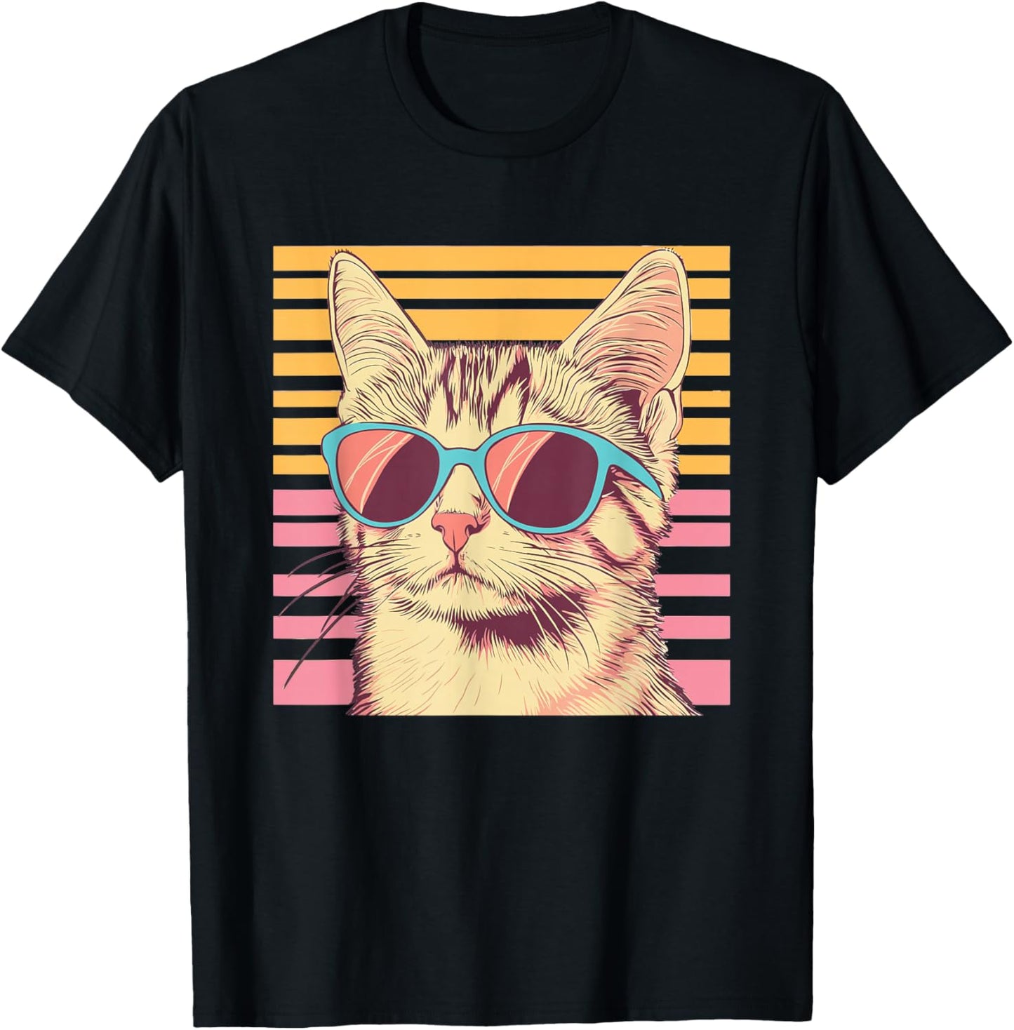 Retro Cat With Sunglasses I Kids Cat T-Shirt - T-Shirt | Black