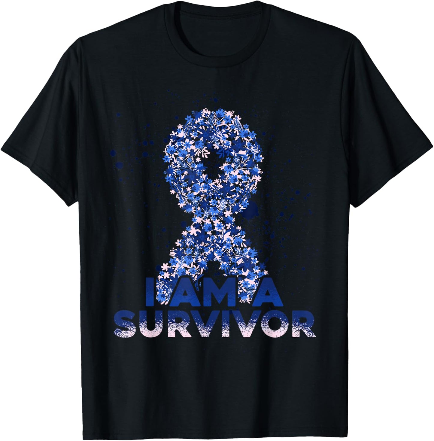 Blue Ribbon Colon Cancer Survivor T-Shirt - T-Shirt | Black
