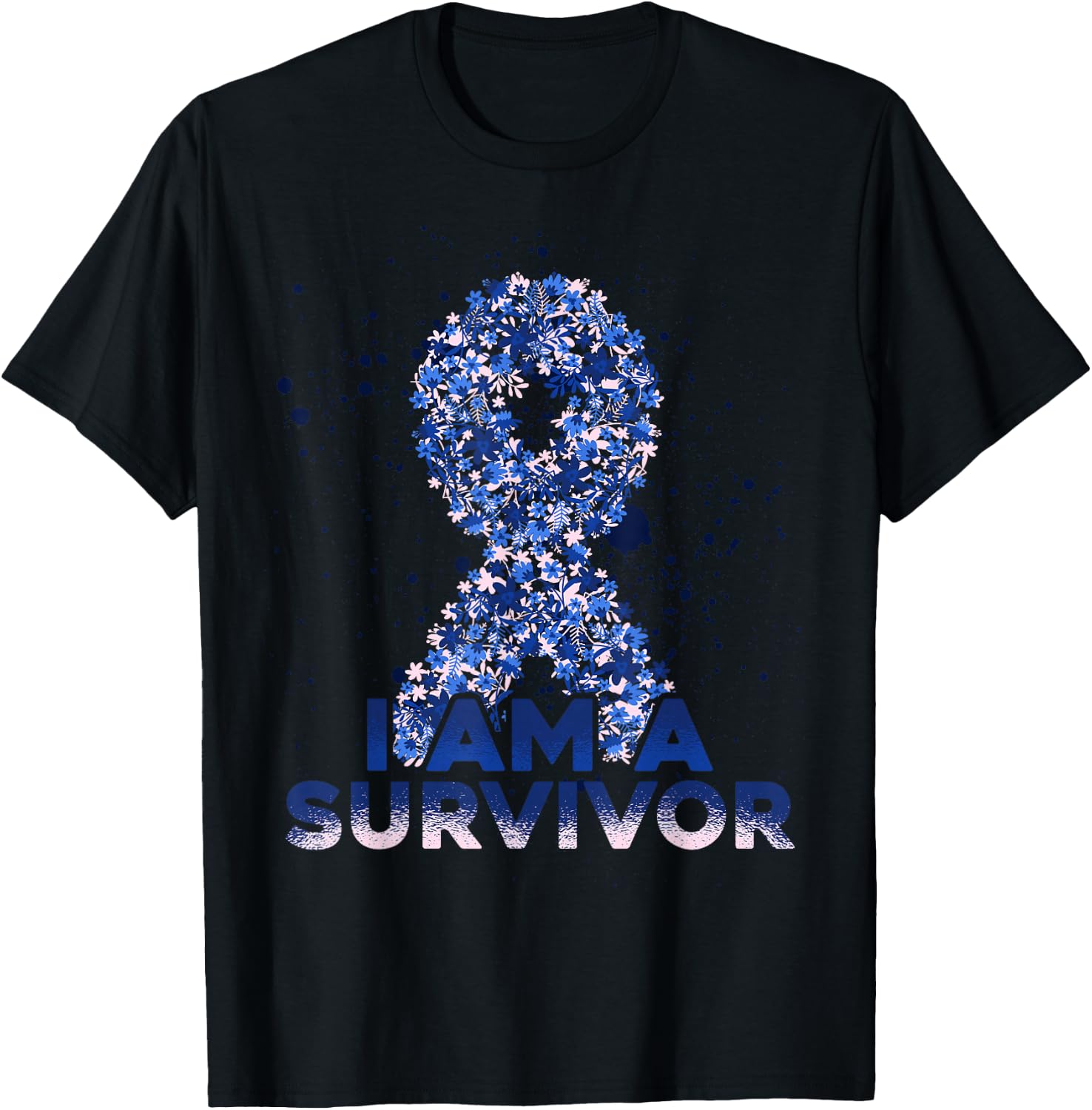 Blue Ribbon Colon Cancer Survivor T-Shirt - T-Shirt | Black