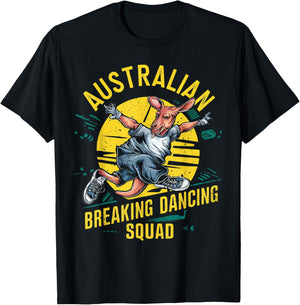 Funny Australian Break Dancing Squad Kangaroo T-Shirt - T-Shirt | Black