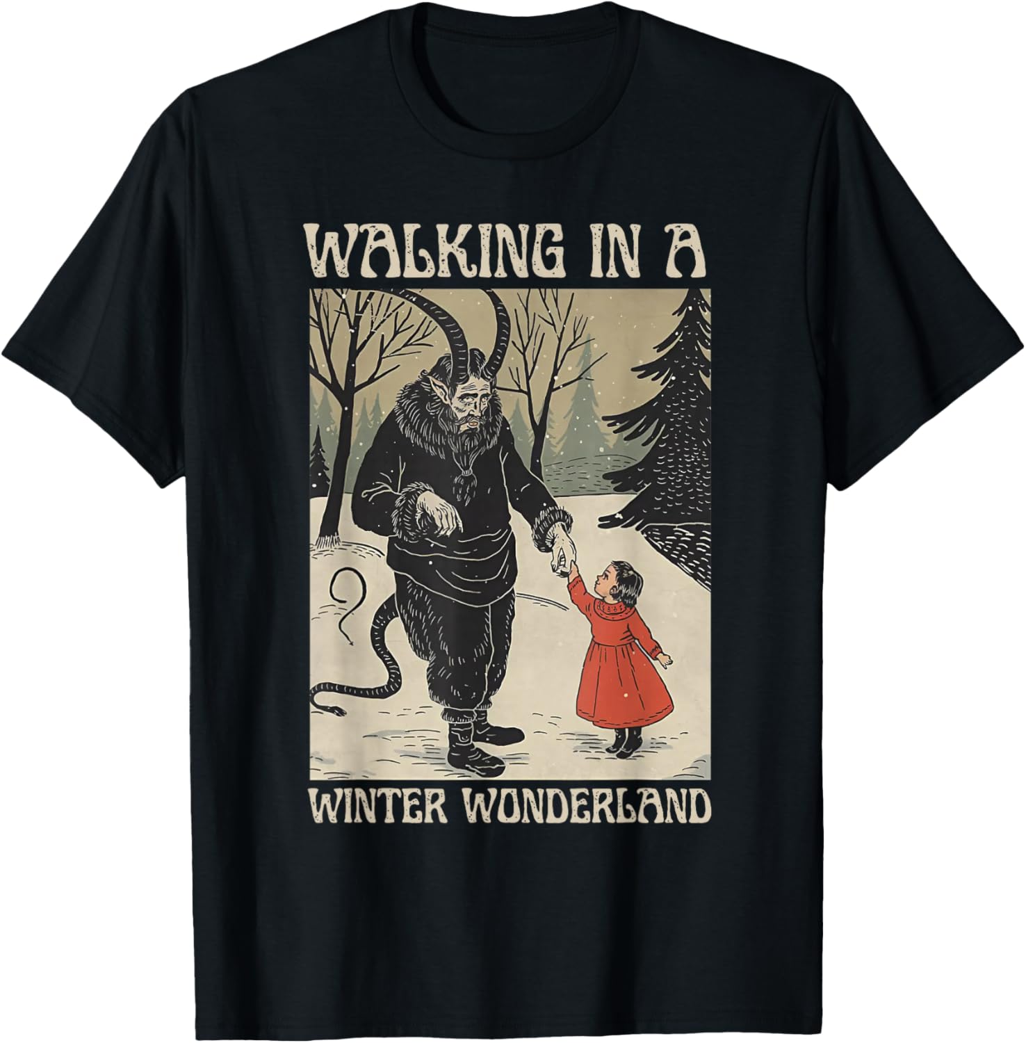 Krampus Walking in A Winter Wonderland T-Shirt - T-Shirt | Black